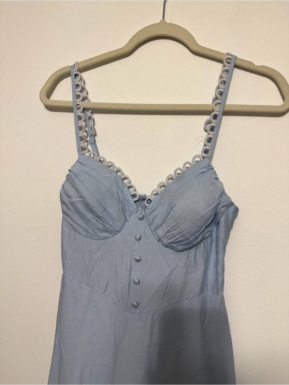 Light Blue Maxi Dress with Lace-Trim Straps - Picture 2 of 5
